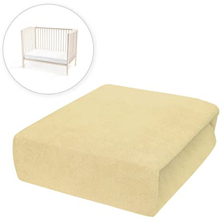 Terry, lenzuolo con angoli in spugna da 160 cm x 70 cm per lettino da bambini, giallo