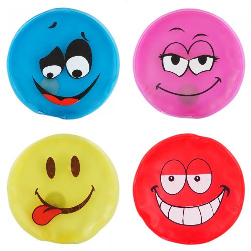 OHE Taschenwärmer 4er Set Handwärmer - 4 tolle Smiley-Motive in einem Set. Wärmekissen in 4 trendigen Farben mit bis zu 50° Wärme.