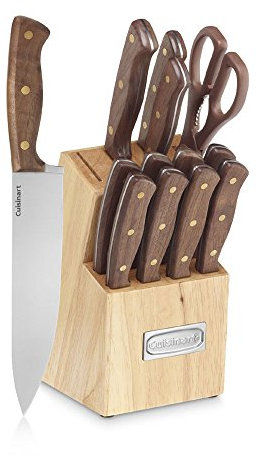 Cuisinart C55W-14PCB Advantage Cutlery 14-Piece Triple Rivet Walnut Knife Block Set