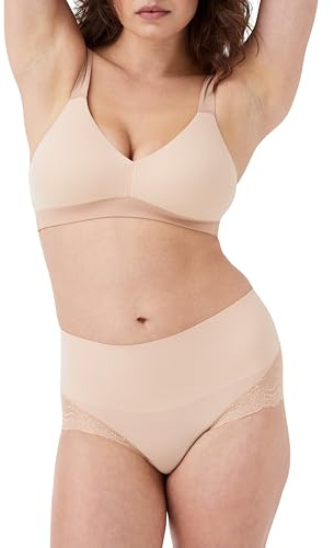 SPANX SPANXsmooth Undie-tectable Lace Hi-Hipster - Comfortable Core Control - Lace Shapewear - No Visible Panty Lines - Soft Nude - Medium