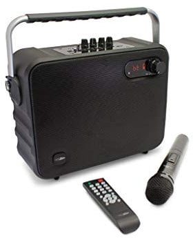 Caliber Karaoke Set - Partybox mit Mikrofon - Bluetooth - FM - USB - SD - Kabellos für bis zu 8 Stunden - 40W - Mit Trageriemen - Schwarz - 242 x 140 x 300 mm