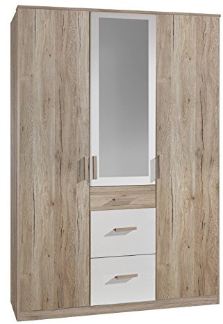 Wimex Kleiderschrank/ Drehtürenschrank Cariba, (B/H/T) 135 x 199 x 58 cm, San Remo-Eiche/ Absetzung Weiß