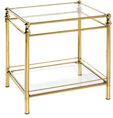 HAKU Möbel Beistelltisch vermessingt, Metall, Sicherheitsglas - Maße: B 52 cm x H 53 cm x T 42 cm, Style: Contemporary