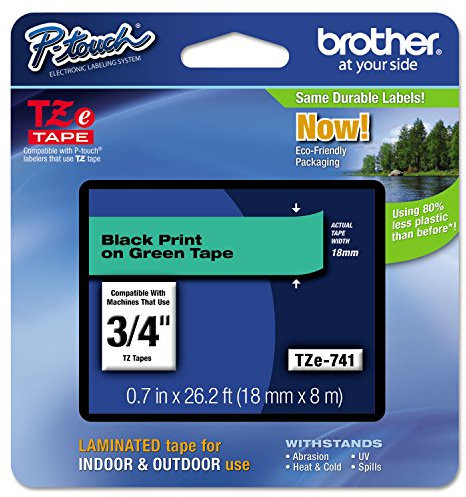 Brother TZE741 Thermodirektdrucktechnologie Schwarz/Grün