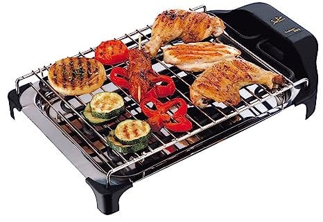 Jata BQ101 Electro Barbacoa Sin Humos Ni Olores Parrilla con 2 Alturas para Cocinar Sano en el interior con Todas las Comodidades 2400 W, Color Negro