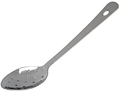 Genware NEV-300110 Perforated Spoon with Hanging Hole, Stainless Steel, 10