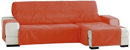 Eysa Praktische Sofabezüge, Chaiselongue 240 cm, Rechte Vorderansicht, Stoff, Orange, Drei Sitzplätze