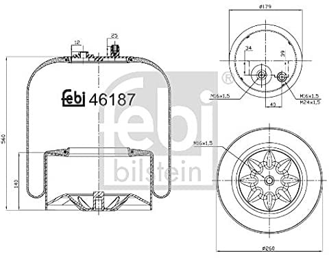 febi bilstein 46187 Luftfederbalg mit Stahlkolben , 1 Stück