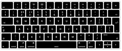 MiNGFi Silicone English QWERTY Keyboard Cover for Apple Magic Keyboard A1644 (2015-2016) EU/ISO Layout - Black