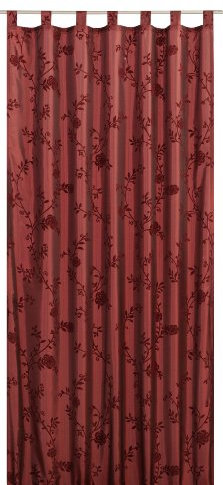 Elbersdrucke blickdichte Gardine Schlaufenschal Bonjour TAFT 14 rot 255 x 140 cm Vorhang mit Schlaufen für Wohnzimmer Schlafzimmer Flur 155896