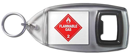 Flammable Gas - Plastic Bottle Opener Key Ring