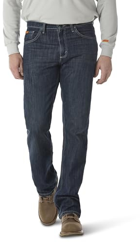 Wrangler Riggs Workwear Mens Fr Flame Resistant 20x Vintage Boot Cut Jeans, Dark Wash, 34W x 32L US