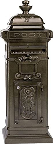 Casa Padrino Standbriefkasten Antik Jugendstil Bronzefarben Briefkasten Postkasten Mod4 - Säulenbriefkasten - schwere Ausführung!