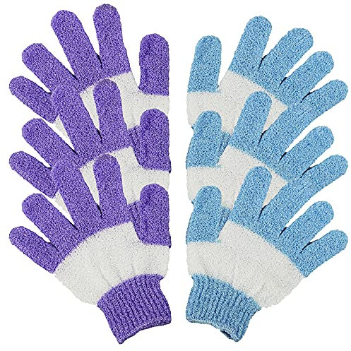 com-four® 3 Paar Waschhandschuh Massagehandschuh Peelinghandschuh in lila