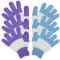 com-four® 3 Paar Waschhandschuh Massagehandschuh Peelinghandschuh in lila und blau (03 Paar - Handschuh)
