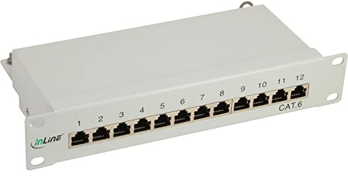 InLine 76213 Patchfeld Cat.6 12-fach, 10, 1HE, lichtgrau, RAL7035