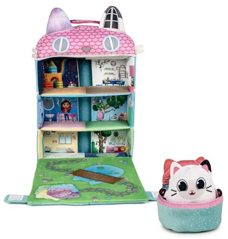 Famosa Softies, Plush Dollhouse, Casa de Peluche de Gabby, Incluye un Mini Peluche de Pandy Paw y un Ascensor que recorre la Casa Mágica, Material Suave, Fácil de Transportar, Famosa (760023260)