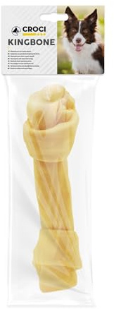 Croci King Bone – Weiße geknotete Knochen, Kaubelohnungssnack für Hunde aus natürlichem Rindsleder, Dentalstick zur Zahnreinigung, 30 cm – 220 g