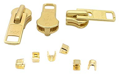 ZipperStop Distributor YKK -Zipper Repair Kit Solution YKK #10 Extra Heavy Weight Pull Sliders Metal Made in USA - 3pcs (YKK #10 Brass Slider)
