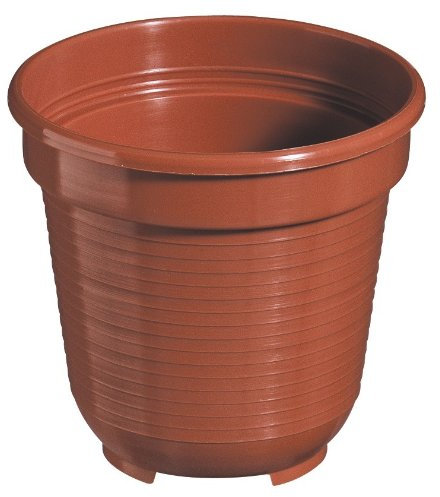Lot de 20 pots de fleurs ronds standard 8 cm en plastique - Couleur : terre cuite