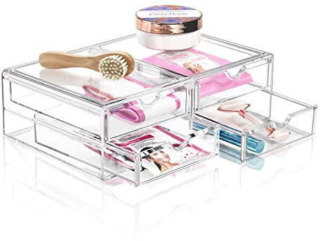 Sorbus Acrylic Drawers, Clear Makeup Organizer for Vanity (4 Drawers)