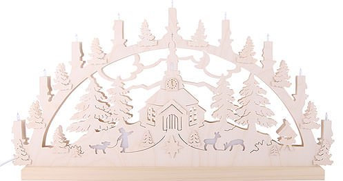 Michael Müller - Schwibbogen Seiffener Kirche - 72x40x5,5cm - Original Erzgebirge Schwibbögen - Unparfümiert - Spitzkerze