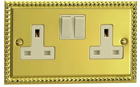 Varilight - 2G 13A Switched Socket Georgian Brass - XG5W