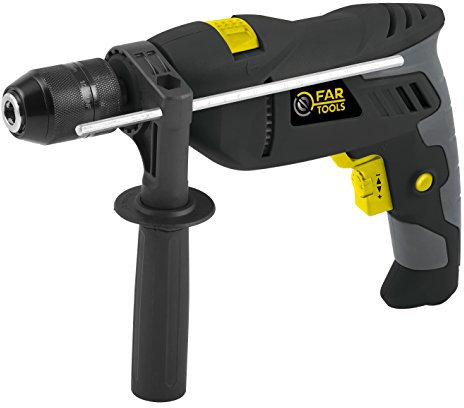 Fartools Perceuse à percussion 850W, mandrin autoserrant métal Ø13mm, vitesse variable 0-2800tr/min, poignée auxiliaire, mallette