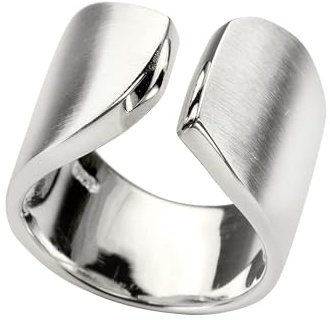 SILBERMOOS Witziger Ring Damenring offen diagonal matt Sterling Silber 925