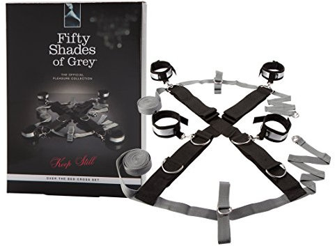 Fifty Shades of Grey Keep Still Bett-Kreuzfessel-Set in Silber Verstellbar