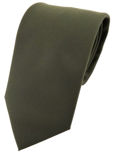 TigerTie Krawatte in grün dunkelgrün oliv einfarbig Uni - Tie Binder