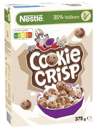 Nestlé Cookie Crisp, Cerealien mit Vollkorn in Keksform als Kinderfrühstück, 1er Pack (1x375g)