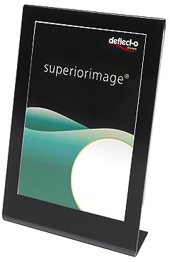 Deflecto A4 Portrait Slanted Black Frame Sign Holder – Plastic Menu, Leaflet & Poster Display Stand