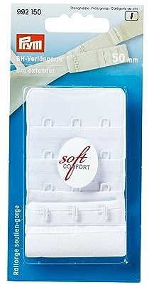 Prym Prolunga per Reggiseno con Gancio Supporti per - Bianco, 50 mm 3 x 3 Ganci, Bianco, 1 Pezzo