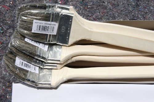 48 x Heizkörperpinsel 60mm Pinsel Set mit grauen Chinaborsten | Malerpinsel Industriepinsel für lösemittelhaltige und wasserbasierte Anstrichmedien | Maler Eckenpinsel Naturborsten
