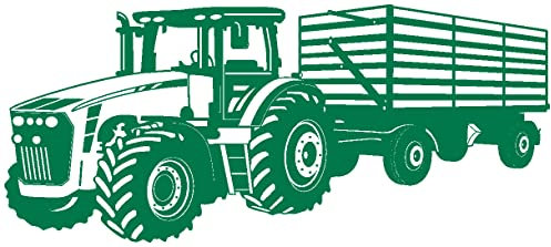 Samunshi® Wandtattoo Traktor mit Anhänger Trecker Kinderzimmer Kinder Wandaufkleber 100 x 42cm grün