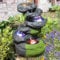 GARTENBRUNNEN BRUNNEN ZIERBRUNNEN VOGELBAD Wasserfall VOGELTRÄNKE GARTENLEUCHTE TEICHPUMPE GARTENDEKO, FELS-Kaskade geschwungen mit Pumpe und 4 RGB LED-Licht-230V (V012)