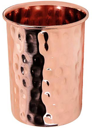 Zap Impex Receptacle Hammered Copper Glass, Pure Copper Tumbler Ayurvedic Healing, Bronze, Zap-232