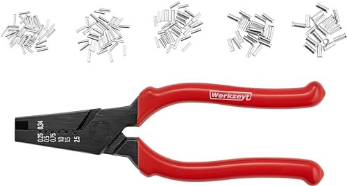 WERKZEYT Kabelendhülsenzangenset - 150 Stück - 40 x 0,50 mm², 40 x 0,75 mm², 30 x 1,00 mm², 20 x 1,50 mm², 20 x 2,50 mm² - Crimpzange für Kabelverbindungen/Aderendhülsen Set/Kabelhülsen / B20423