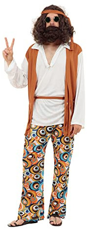 Bristol Novelty XL. Homme Hippie, Taille, AC591X, Multi-Colour Halloween