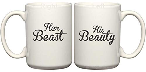 His Beauty Her Beast His & Hers Valentines Day Coffee Mugs by BeeGeeTees®