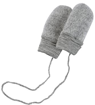 Baby Fäustel ohne Daumen, Fleece, 100% Schurwolle (kbT) (50/56, Hellgrau melange)