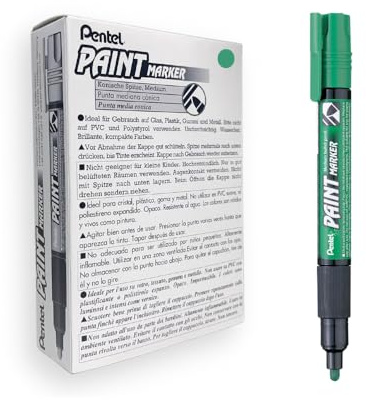 Pentel MMP20-DO Permanent-Marker 2,0 mm Rundspitze Lackmarker, 12 Stück, grün