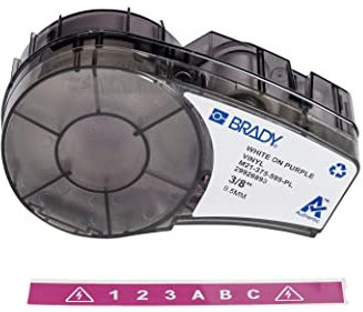 Brady Vinyl Label Tape for Label Printer M211 & M210 - Self Adhesive Vinyl Printer Labels -White on Purple (9.53mm x 6.40m) - M21-375-595-PL
