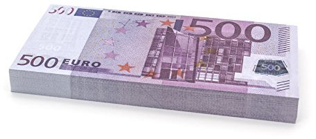 Cashbricks 100 x €500 Euro Spielgeld Scheine - verkleinert - 75% Größe