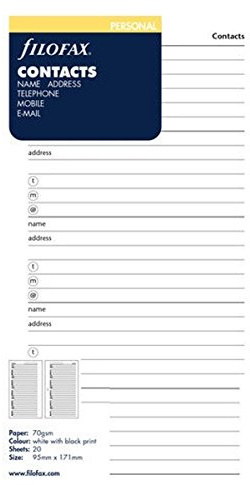 Filofax Refills Undated All Sizes & Variations for Filofax Organisers (Personal Name/Address Book)