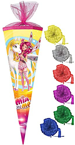 alles-meine.de GmbH Schultüte - Mia and Me - Einhorn Onchao - 35 cm - rund - incl. Schleife - mit Tüllabschluß - Zuckertüte - mit/ohne Kunststoff Spitze - für Mädchen - EIN..