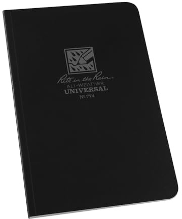 Rite in the Rain Weatherproof Soft Cover Notebook, 4.625 x 7.25, Black Cover, Universal Pattern (No. 774)