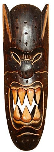 Wogeka Schöne 50 cm Teufel Holz Maske Gothik Afrika Wandmaske Handarbeit Bali Maske69
