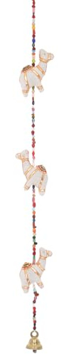 GURU SHOP Kleine Stofftierkette aus Indien; Mobile mit Glöckchen - Kamel, 77x7x3 cm